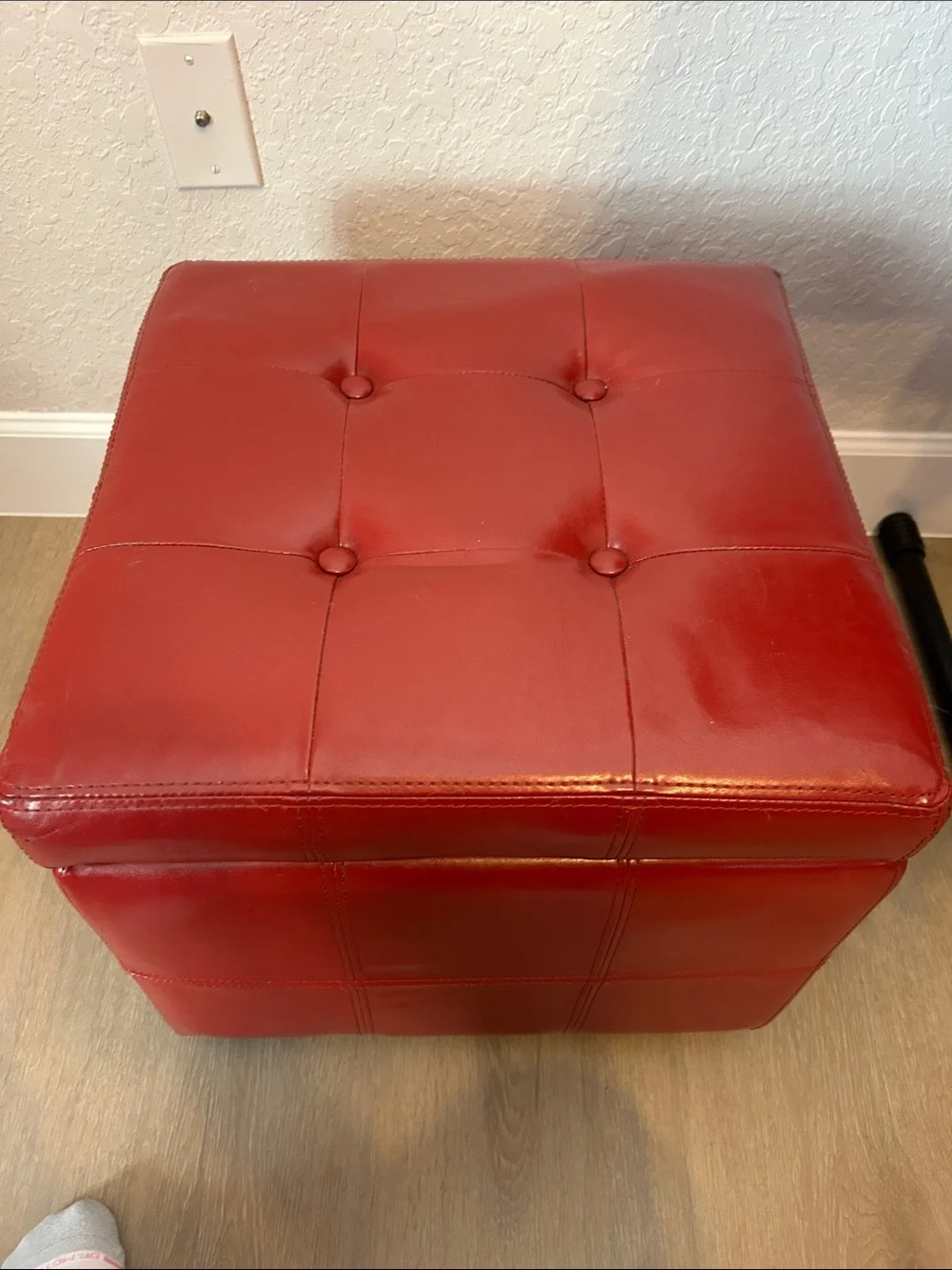 Red Tufted Storage Ottoman